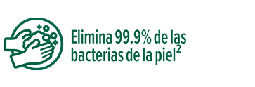 Elimina el 99% de las bacterias Elimina el 99% de las bacterias