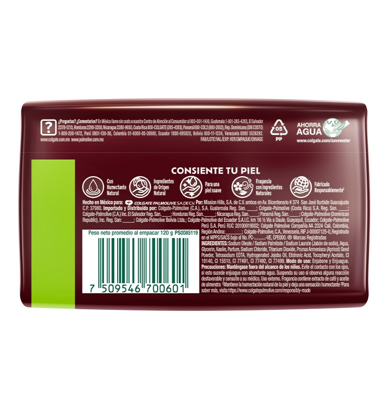 Granos de café y gotas de aceite de almendra en fondo verde, ingredientes naturales del jabón Palmolive Exfoliación Diaria. Granos de café y gotas de aceite de almendra en fondo verde, ingredientes naturales del jabón Palmolive Exfoliación Diaria.