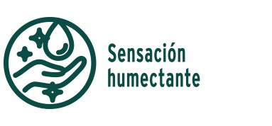 “Sensación humectante”, que comunica el efecto hidratante del producto.