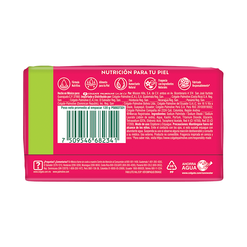 Palmolive® Naturals Suavidad Natural Cereza y Coco Jabón en barra back Palmolive® Naturals Suavidad Natural Cereza y Coco Jabón en barra back